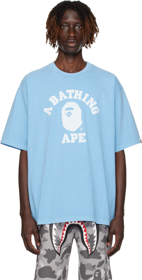 BAPE Blue 'A Bathing Ape' T-Shirt - ShopStyle