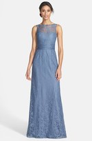 Thumbnail for your product : Amsale Illusion Yoke Lace Gown
