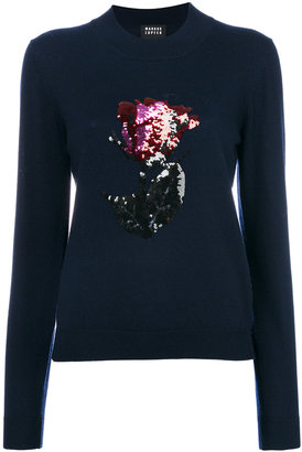 Markus Lupfer sequin embroidered rose Grace sweater