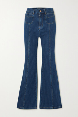 See By Chloé - Striped High-rise Flared Jeans - Blue