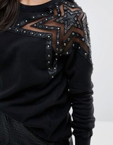 Thumbnail for your product : Pam & Gela Embellished Burnout Star Sweatshirt