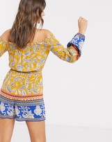 Thumbnail for your product : Influence bandeau beach playsuit in yellow border print