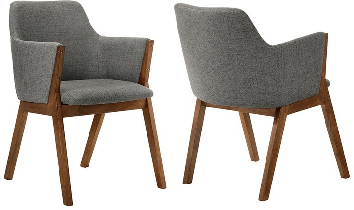 Armen Living Renzo Walnut Wood Dining Side Chairs, Set Of 2
