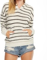 Thumbnail for your product : Chaser Women's Striped French Terry Kanga Pocket Hoodie - White/Grey