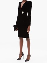 Thumbnail for your product : Alexandre Vauthier Brooch-embellished Velvet Mini Dress - Black