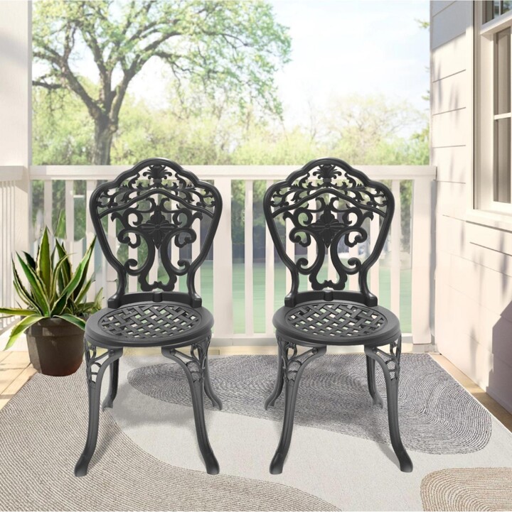 Streamdale Furniture Streamdale Cast Aluminum Patio Dining Chair 2PCS With Black Frame