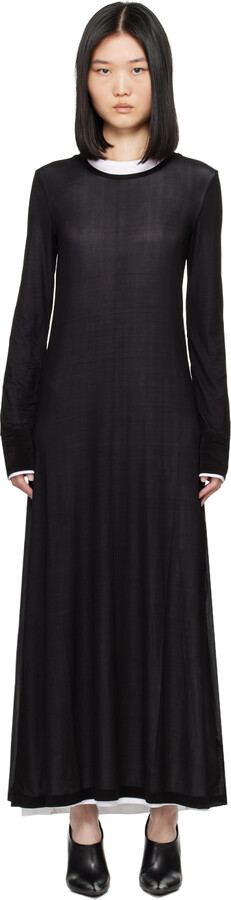 Helmut Lang Black & White Double Layer Maxi Dress
