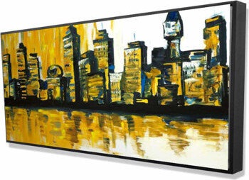 Begin Edition International Inc. Yellow City - Contemporary Framed Canvas for Living Room Decor