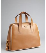 Thumbnail for your product : Prada khaki leather logo top handle bowler bag