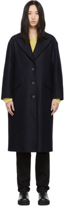 Harris Wharf London Navy Pressed Wool Oversized Great Coat