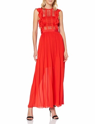APART Fashion Women's Apart Elegantes Damen Kleid Abendkleid Maxikleid plissiert mit Netz-Oberteil und eingearbeitetem Bandeau Special Occasion Dress
