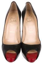 Thumbnail for your product : Christian Louboutin Leather Peep-Toe Pumps