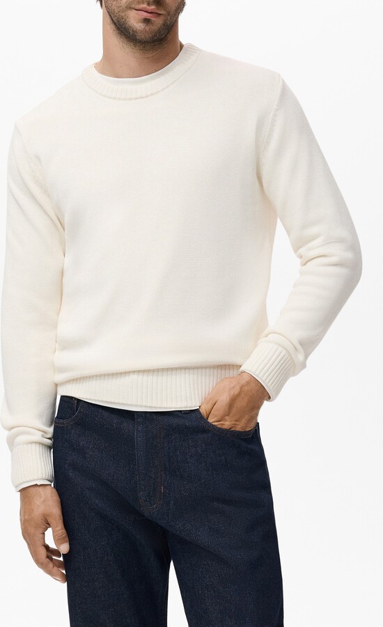 MANGO Fine Rib Knit Crewneck Sweater