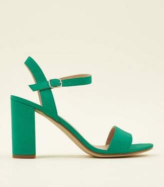 New Look Green Suedette Block Heel Sandals
