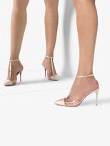 Thumbnail for your product : Christian Louboutin nude Nosy Strass 85 satin pumps