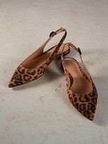Thumbnail for your product : Gianvito Rossi Anna Leopard-Print Silk Slingback Flats