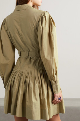 Ulla Johnson Vivienne Belted Pleated Cotton-poplin Mini Shirt Dress - Sand