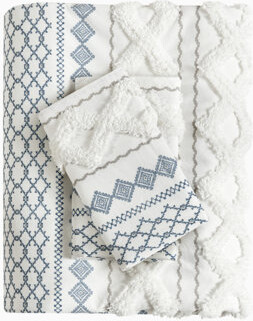 CANJUN Elegant Cotton Bedding Sets With Chenille Tufted Aztec Design