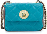 Thumbnail for your product : Moschino Borsa Quilted Faux-Leather Crossbody Bag, Turquoise/Taupe