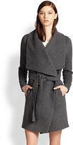 Thumbnail for your product : Vince Leather-Trimmed Asymmetrical Coat