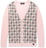 Thumbnail for your product : Fendi Slim-Fit Jacquard-Knit Cotton Cardigan - Men - Pink