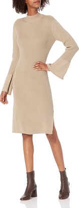 EVIDNT Women's Slit Detailed High Neck Sweater Dress