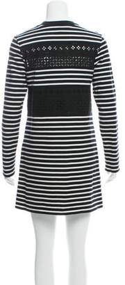Thakoon Striped Lace-Accented Mini Dress