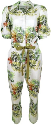 green palm print jumpsuit