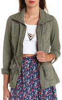 Thumbnail for your product : Charlotte Russe Studded Zip-Up Anorak Jacket