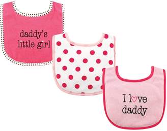 Luvable Friends 3 Piece Drooler Bibs with Fiber Filling for Girls, I love Daddy