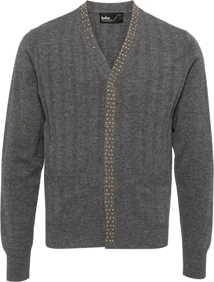 Kolor Stud-Embellishment Wool Cardigan