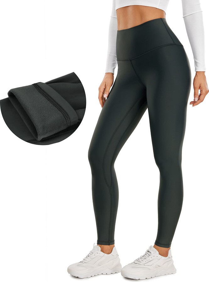 CRZ YOGA Women's Thermal Fleece Lined Leggings Winter High Waist Thick