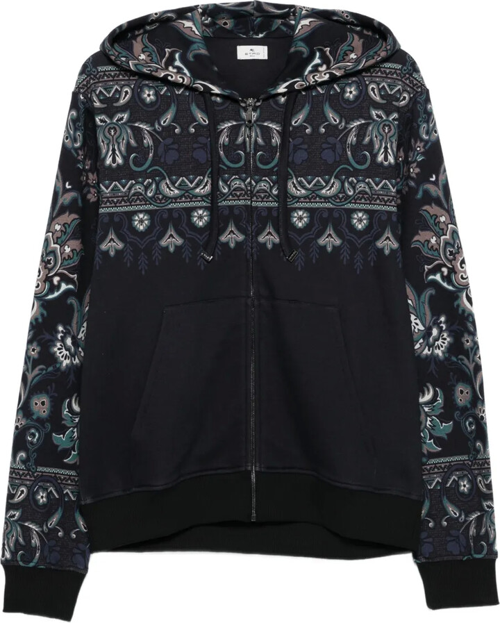 Etro Paisley-Print Zip-Up Hoodie