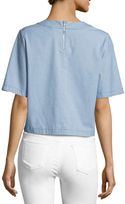 J Brand Archer Short-Sleeve Chambray Shirt, Blue