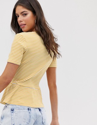 Glamorous Tall relaxed t-shirt with peplum hem in stripe