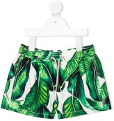 Thumbnail for your product : MC2 Saint Barth Banana Leaves Print Swim Shorts