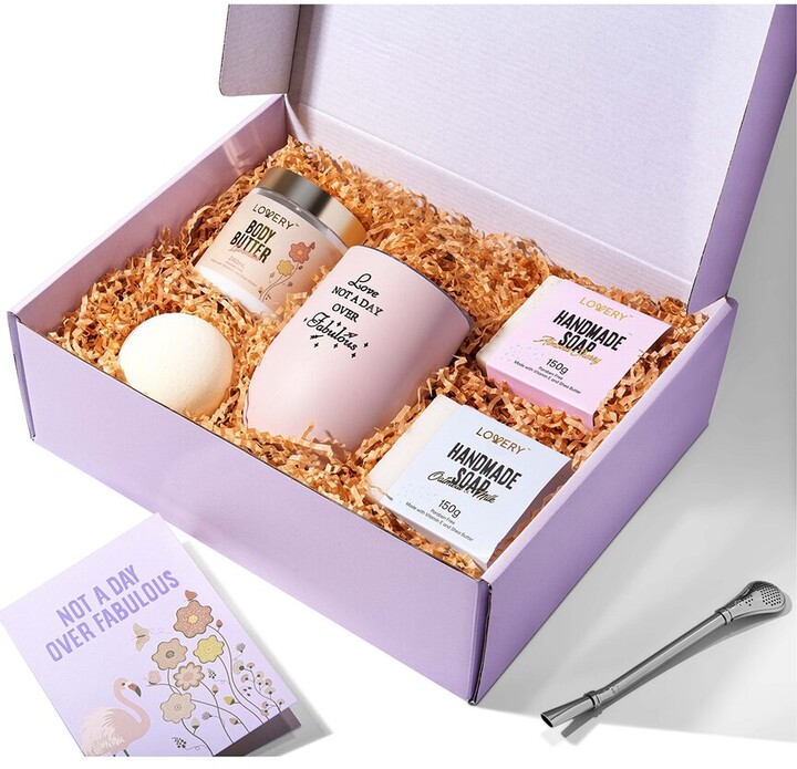 Lovery Handmade Spa Gift Set, Relaxing Spa Kit With Wine Tumbler, Self