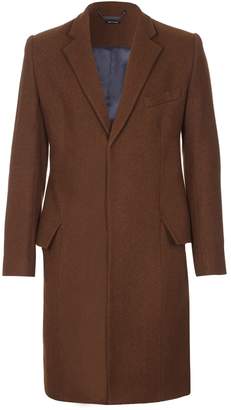 He & DeFeber - Brown Wool Blend Classic Tailored Overcoat