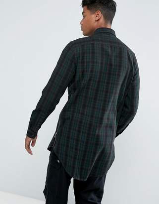 ASOS Design Regular Fit Longline Check Shirt With Side Zips In Longline