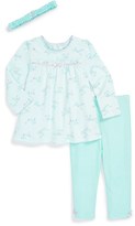 Thumbnail for your product : Little Me 'Aqua Floral' Tunic, Leggings & Headband (Baby Girls)