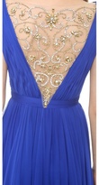Thumbnail for your product : Reem Acra Silk Chiffon Illusion V Neck Gown