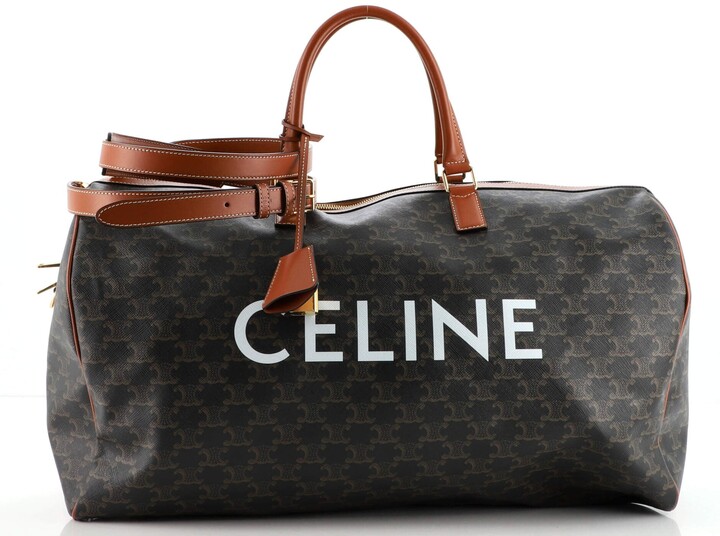 Celine, Bags, Celine Strap Box Top Handle Bag Triomphe Coated Canvas  Brown