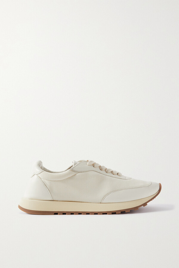 The Row Owen Runner Leather And Mesh Sneakers - Cream