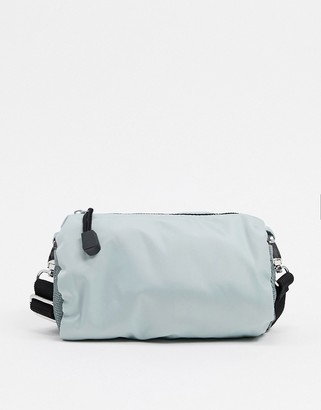 ASOS DESIGN 90's mini cross body barrel bag in light grey
