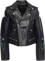 Thumbnail for your product : Maje Embroidered Leather Biker Jacket