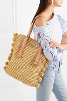 Thumbnail for your product : Loeffler Randall Cruise Pompom-embellished Leather-trimmed Straw Tote - Beige