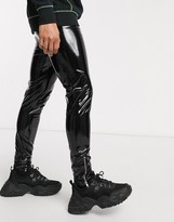 Thumbnail for your product : ASOS DESIGN wet look meggings with zips