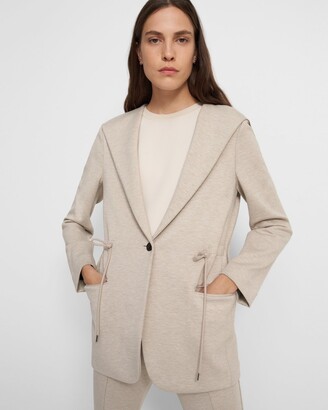 Theory Hooded Drape Jacket in Double-Knit Jersey - ShopStyle