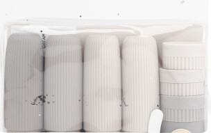 TJMAXX 8Pc Ribbed Silicone Bottle And Cream Jar Travel Set, Leather