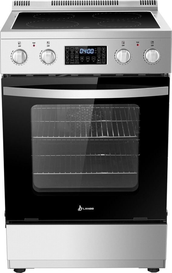 Lanbo 24 inch 2.9 CU.ft Freestanding Electric Range with Air Fry, Rotisserie and True Convection Oven